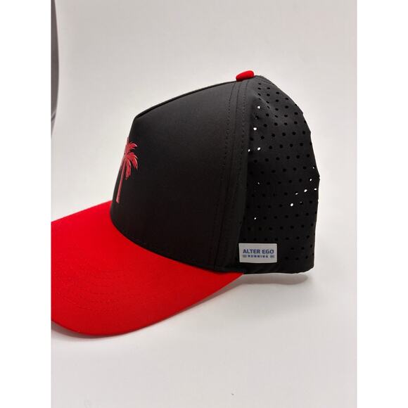 Alter Ego Running Hat Men's Adjustable Black Red Palm Tree Mesh - Picture 2 of 5